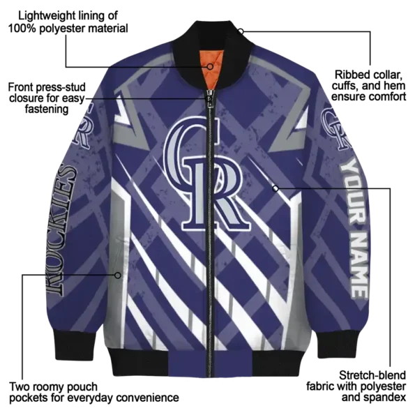 custom colorado rockies chevron angles blue bomber jacket new arrival