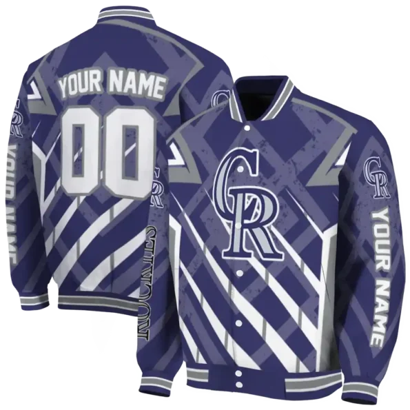 custom colorado rockies chevron angles blue varsity jacket fashion forward