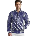 custom colorado rockies chevron angles blue varsity jacket best selling