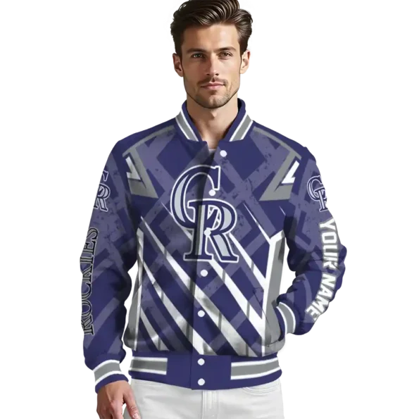 custom colorado rockies chevron angles blue varsity jacket high quality