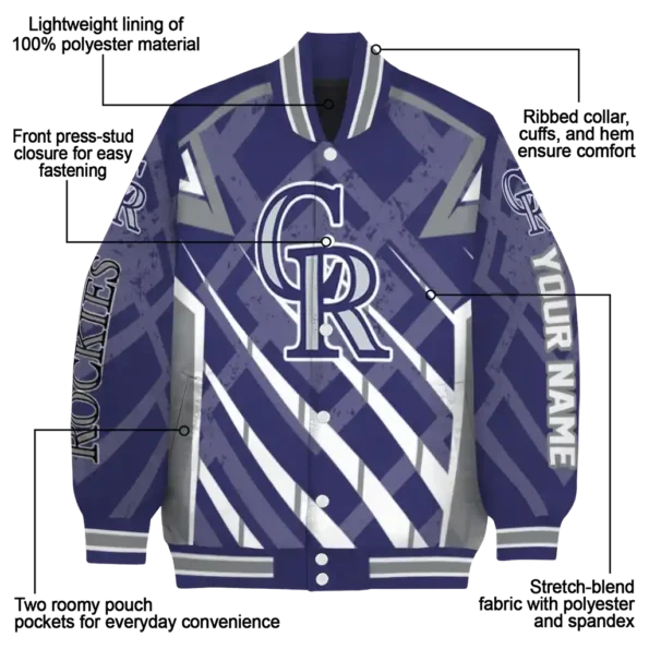 custom colorado rockies chevron angles blue varsity jacket new arrival