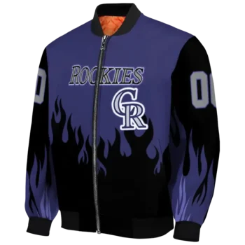 custom colorado rockies flame border blue black bomber jacket best selling