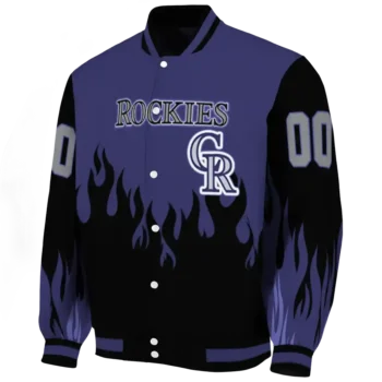custom colorado rockies flame border blue black varsity jacket best selling