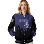 custom colorado rockies flame border blue black varsity jacket best selling