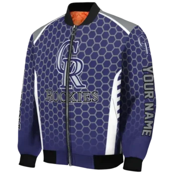 custom colorado rockies hexagon grid blue bomber jacket best selling