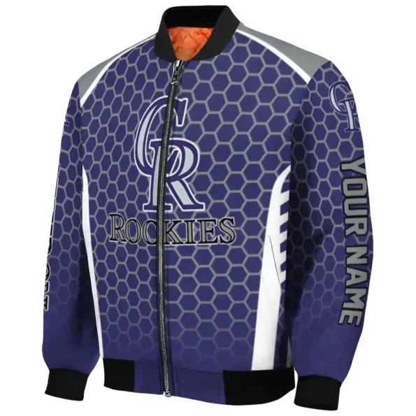 custom colorado rockies hexagon grid blue bomber jacket best selling