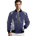 custom colorado rockies hexagon grid blue bomber jacket best selling