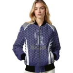 custom colorado rockies hexagon grid blue bomber jacket best selling
