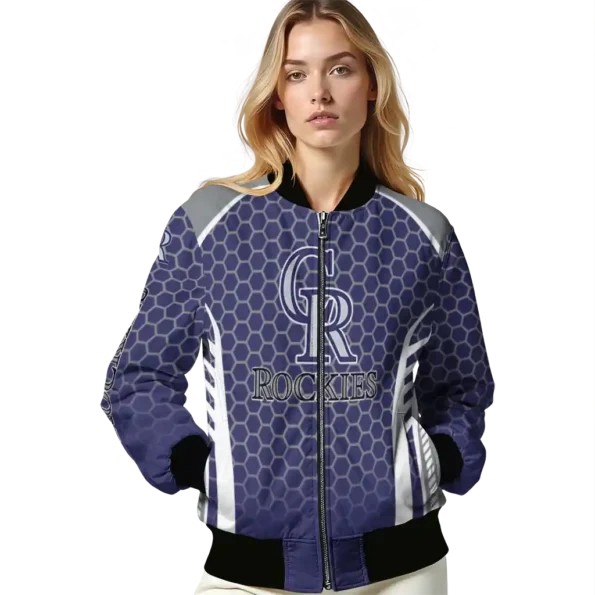 custom colorado rockies hexagon grid blue bomber jacket latest model