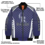 custom colorado rockies hexagon grid blue bomber jacket best selling