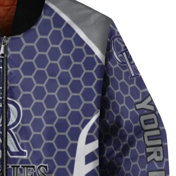 custom colorado rockies hexagon grid blue bomber jacket premium grade