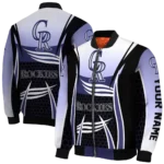 custom colorado rockies mesh effect blue black bomber jacket best selling