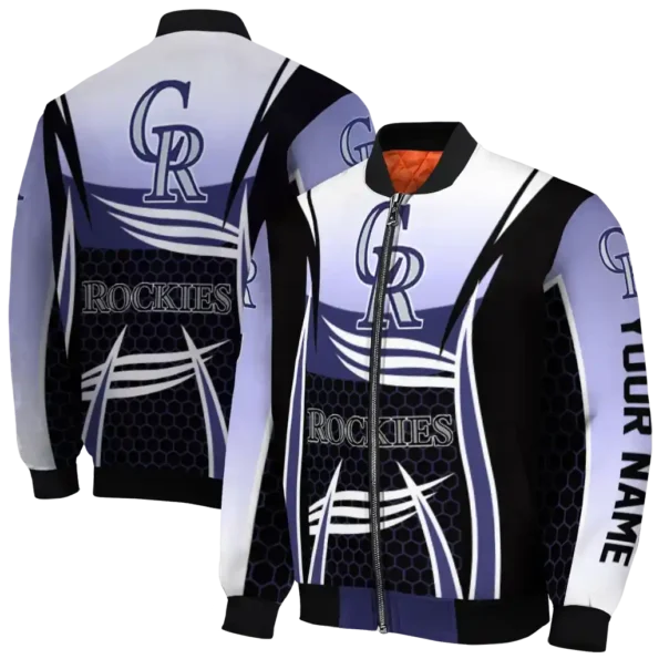 custom colorado rockies mesh effect blue black bomber jacket fashion forward