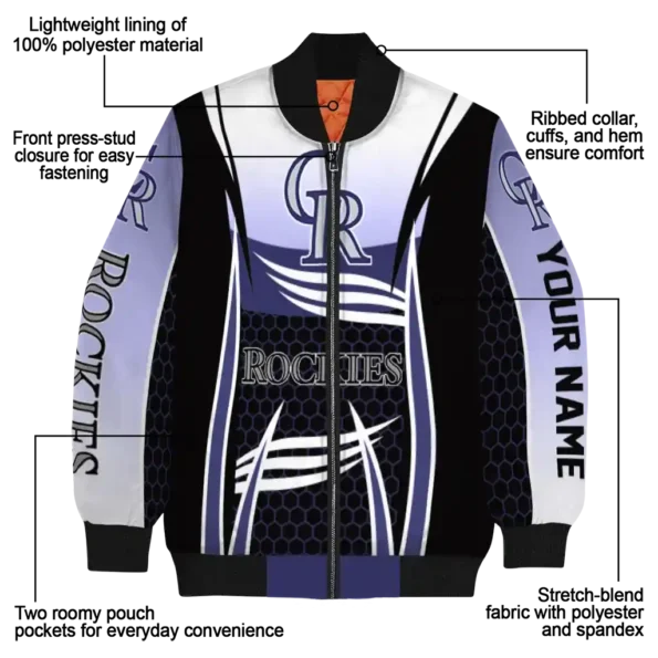custom colorado rockies mesh effect blue black bomber jacket new arrival