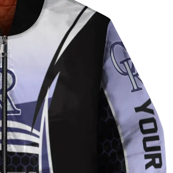 custom colorado rockies mesh effect blue black bomber jacket premium grade