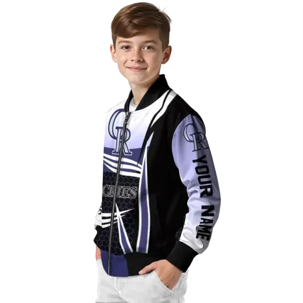custom colorado rockies mesh effect blue black bomber jacket trendy