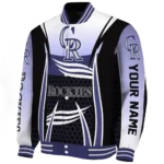 custom colorado rockies mesh effect blue black varsity jacket best selling