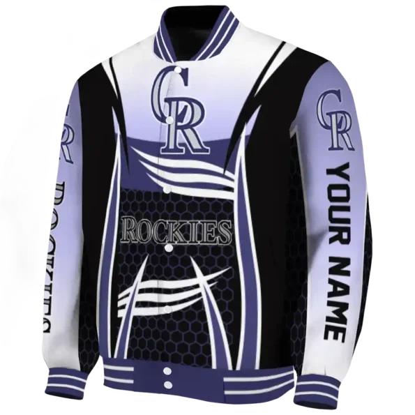 custom colorado rockies mesh effect blue black varsity jacket best selling