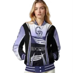 custom colorado rockies mesh effect blue black varsity jacket best selling