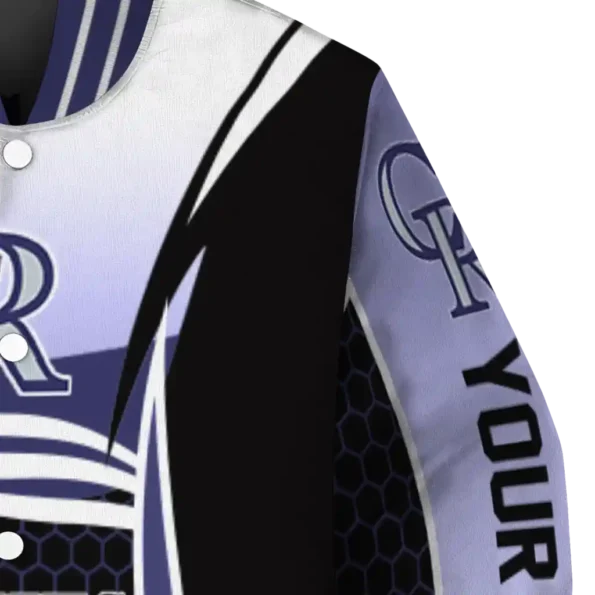 custom colorado rockies mesh effect blue black varsity jacket premium grade