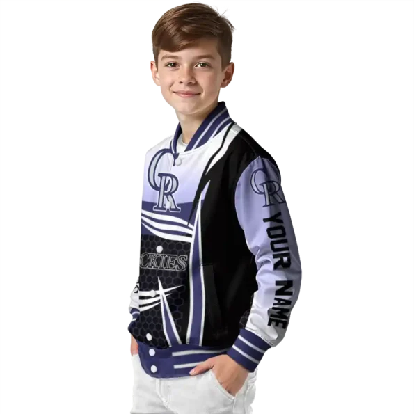 custom colorado rockies mesh effect blue black varsity jacket trendy