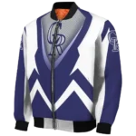 custom colorado rockies v stripes blue white bomber jacket best selling