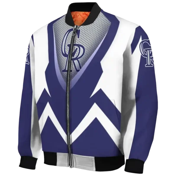 custom colorado rockies v stripes blue white bomber jacket best selling