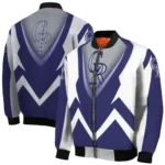 custom colorado rockies v stripes blue white bomber jacket best selling