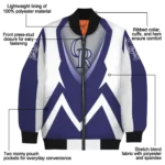 custom colorado rockies v stripes blue white bomber jacket best selling