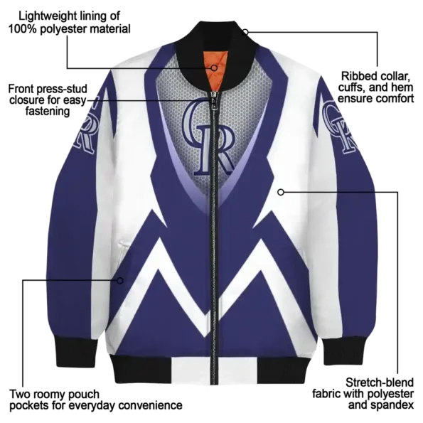 custom colorado rockies v stripes blue white bomber jacket new arrival