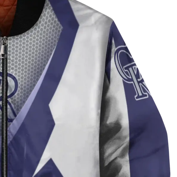 custom colorado rockies v stripes blue white bomber jacket premium grade