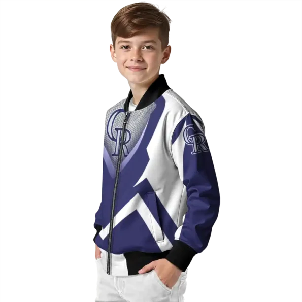 custom colorado rockies v stripes blue white bomber jacket trendy