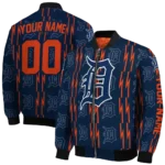 custom detroit tigers bolt stripe navy bomber jacket best selling