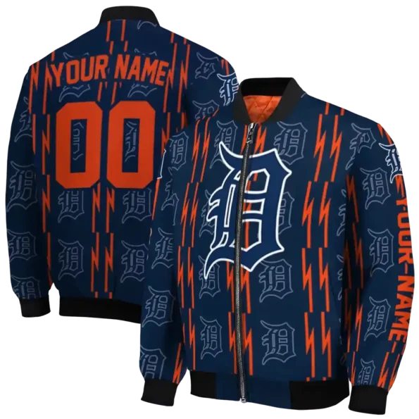 custom detroit tigers bolt stripe navy bomber jacket fashion forward