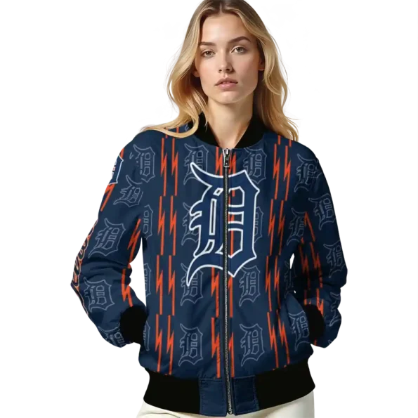 custom detroit tigers bolt stripe navy bomber jacket latest model