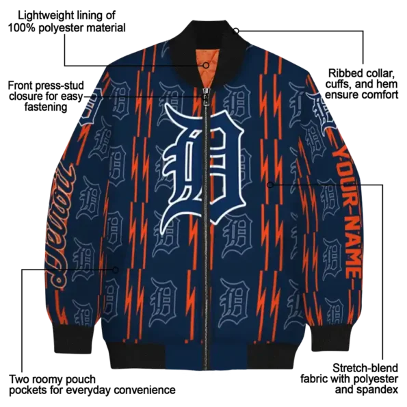 custom detroit tigers bolt stripe navy bomber jacket new arrival