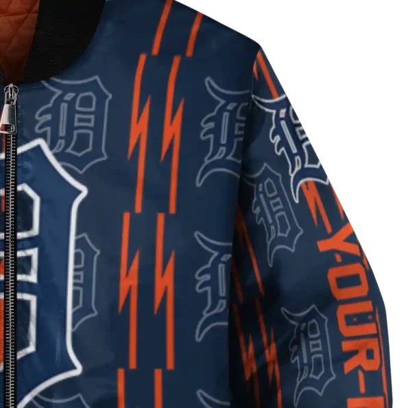 custom detroit tigers bolt stripe navy bomber jacket premium grade