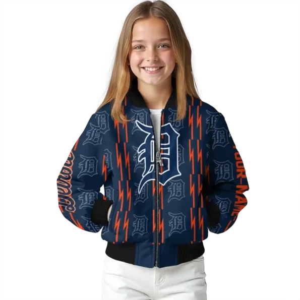 custom detroit tigers bolt stripe navy bomber jacket top rated