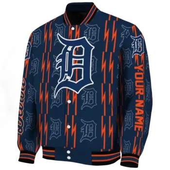 custom detroit tigers bolt stripe navy varsity jacket best selling