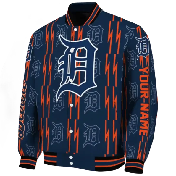 custom detroit tigers bolt stripe navy varsity jacket best selling