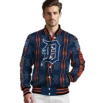 custom detroit tigers bolt stripe navy varsity jacket best selling