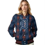 custom detroit tigers bolt stripe navy varsity jacket best selling