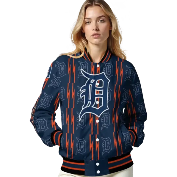 custom detroit tigers bolt stripe navy varsity jacket latest model