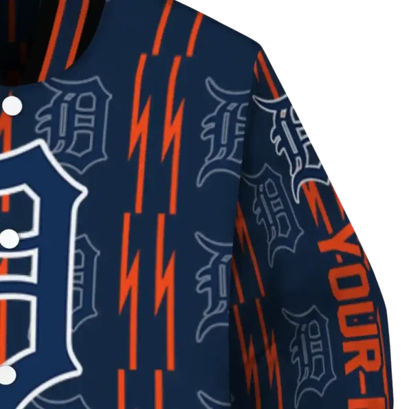 custom detroit tigers bolt stripe navy varsity jacket premium grade