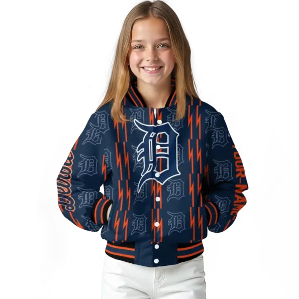 custom detroit tigers bolt stripe navy varsity jacket top rated