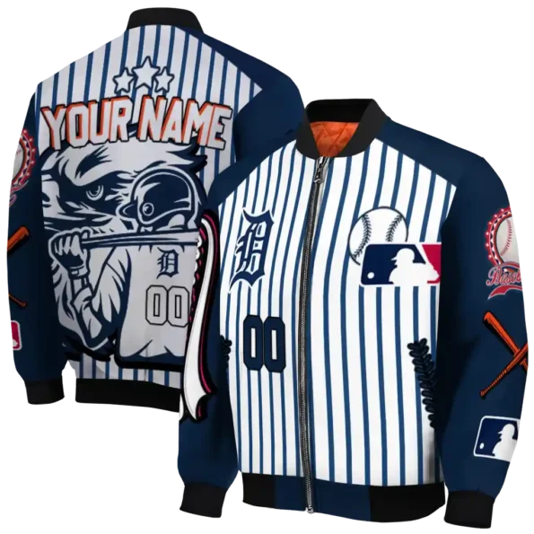 custom detroit tigers eagle baseball navy white bomber jacket fashion forward