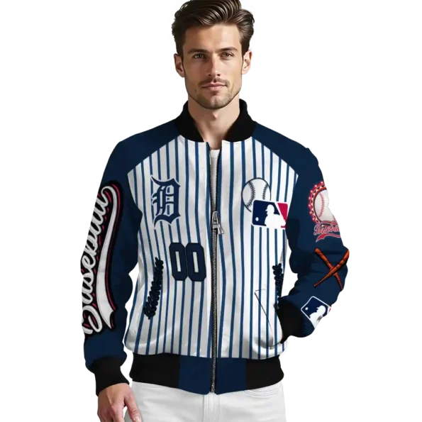 custom detroit tigers eagle baseball navy white bomber jacket high quality