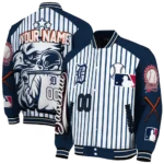 custom detroit tigers eagle baseball navy white varsity jacket best selling