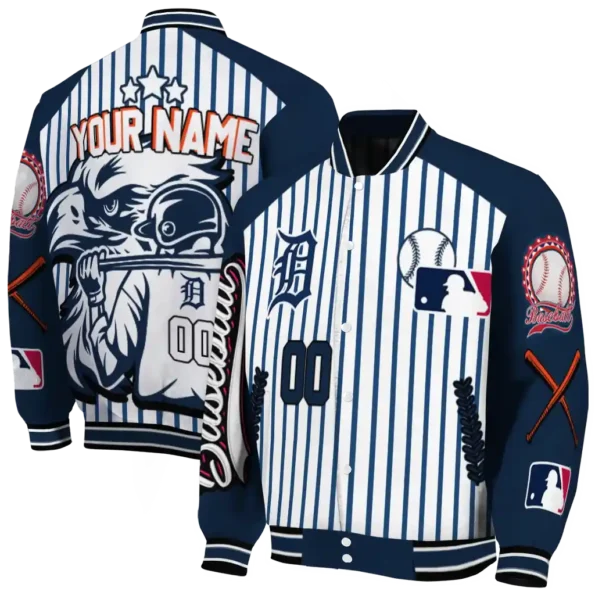 custom detroit tigers eagle baseball navy white varsity jacket fashion forward