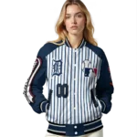 custom detroit tigers eagle baseball navy white varsity jacket best selling